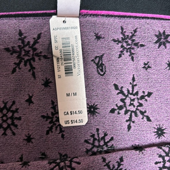 🎁 NWT Victoria’s Secret black & pink snowflake bikini Panty size M - Picture 4 of 5